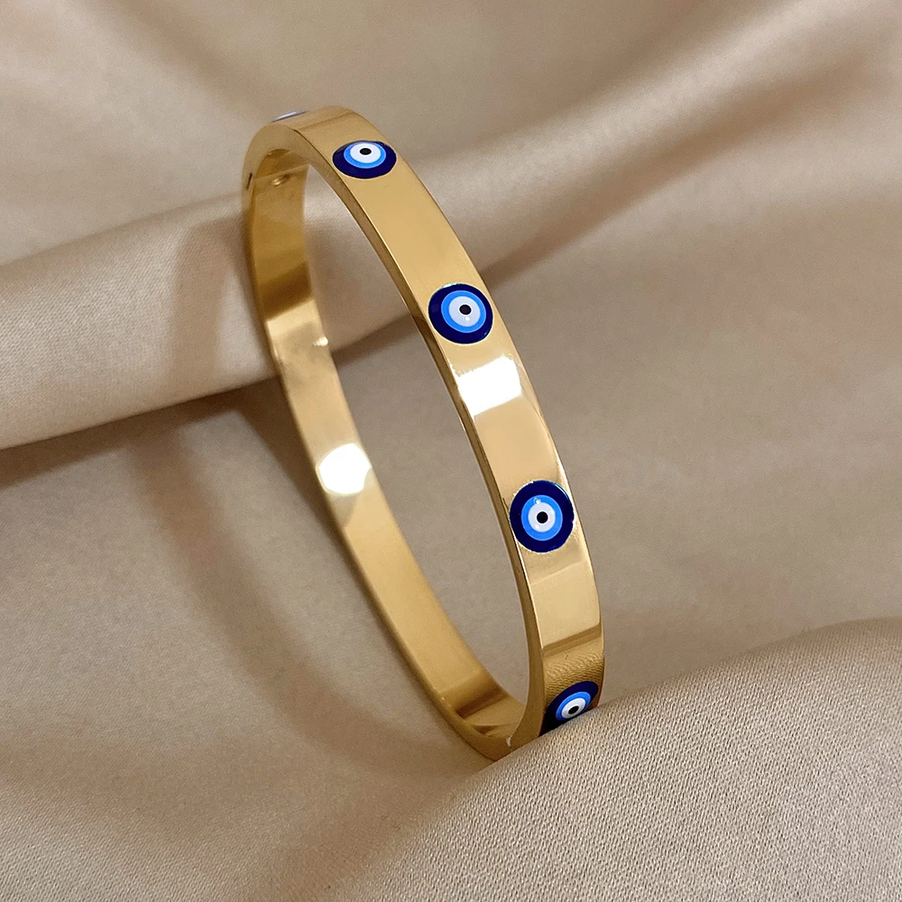Kapiący olej Evil Eyes Bransoletka ze stali nierdzewnej dla kobiet Opaska na nadgarstek Bangle Biżuteria imprezowa Prezenty Akcesoria