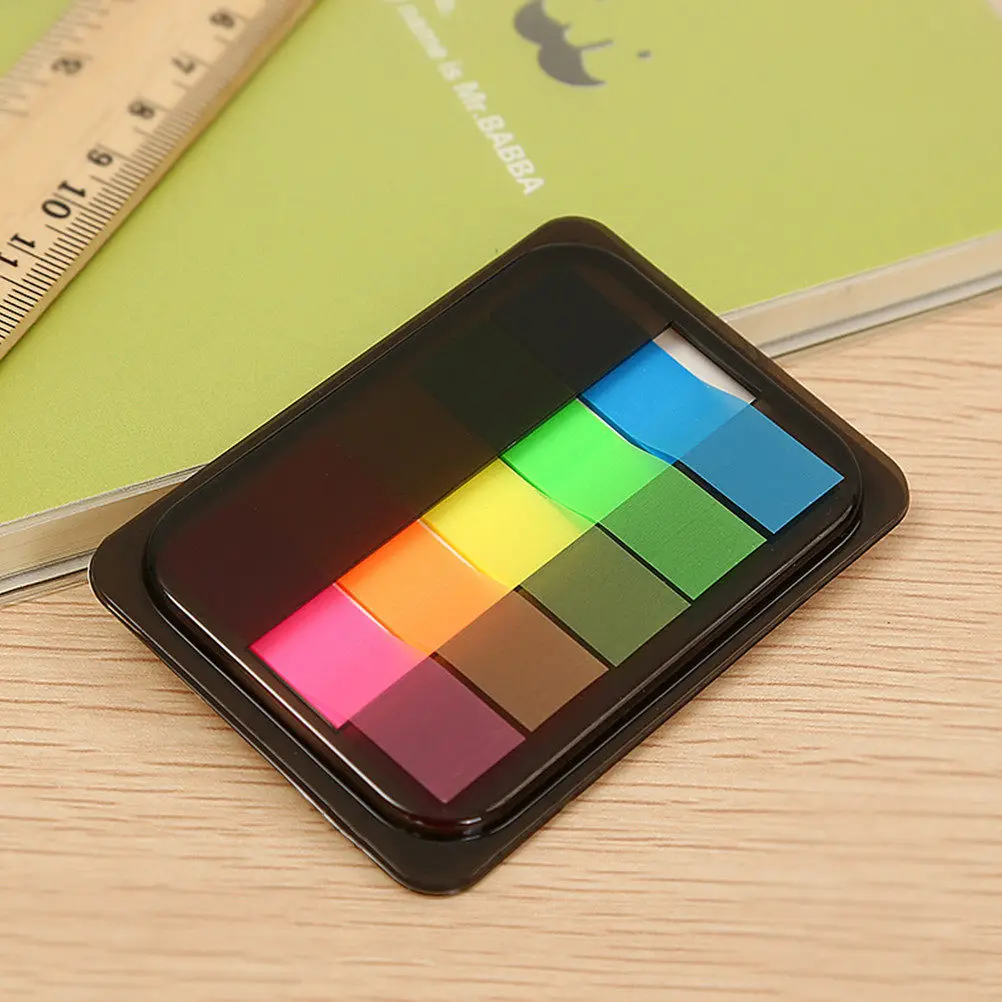 2Sheets Neon Index Tabs Memo Paper Self-Stick Notes 5 Colors Removable Sticky Flags for Bookmarks School Office Supplies