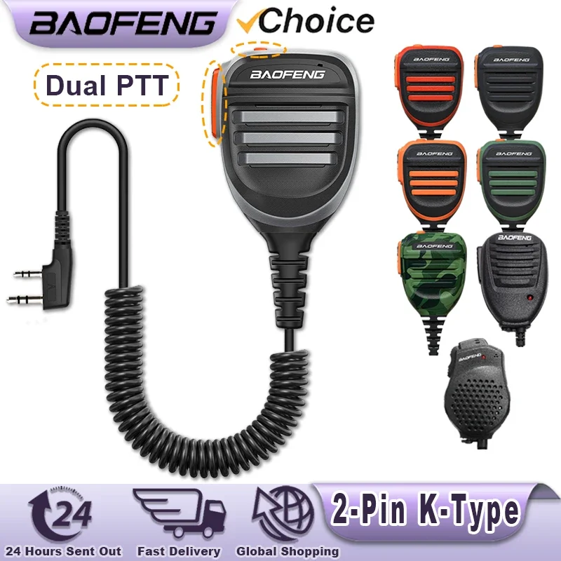 Baofeng-UV-18 Pro Max Speaker Mic, UV-5RH, PTT duplo, fone de ouvido impermeável, tangente para Quansheng UV-K5, UV-K6 Walkie Talkie