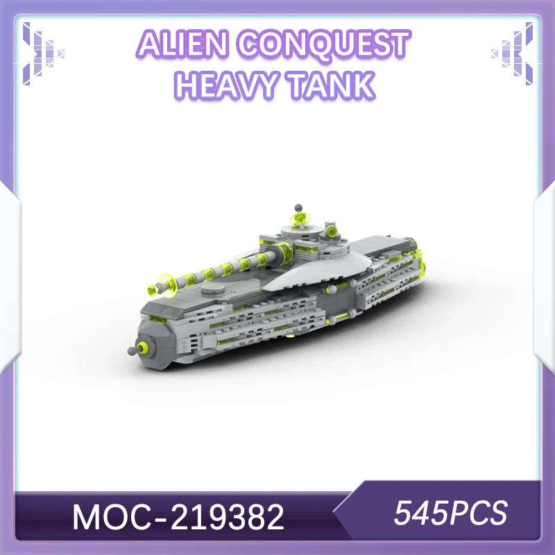 

545 шт., сборный блок тяжелого танка Alien Conquest, набор моделей кирпичей, креативные подарки, набор мелких частиц на Рождество, Хэллоуин, MOC- 219382
