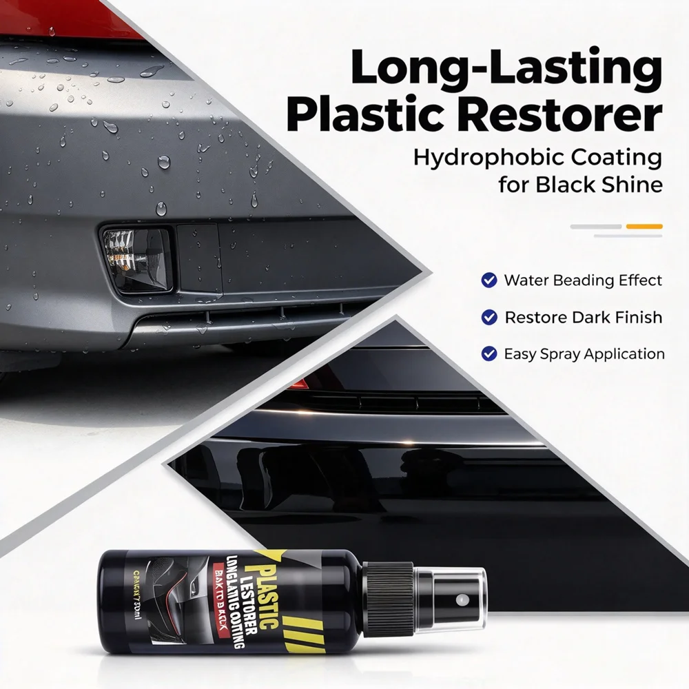 Long Lasting Car Plastic Leather Coating Restorer Agent Restore Faded Bumper Trim Anti Oxidation UV Protection Auto Surface