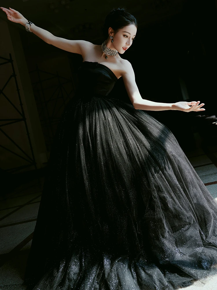 

Ele Bla Evening Gown Women's High-End Birthday Par Princ Dr Luxury Host Skirt Long Ball Gown Sle