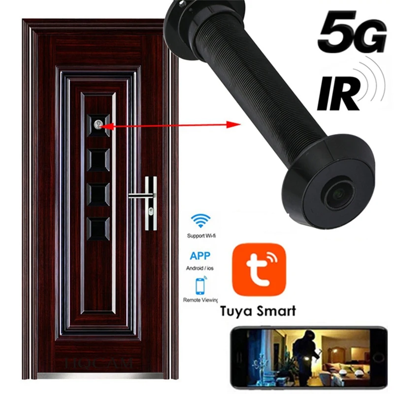 1080P Tuya Smart Life Home Digital Viewer Peepholes Door Camera Eye Wifi IR Night Vision Door Eye Camera EU PLUG