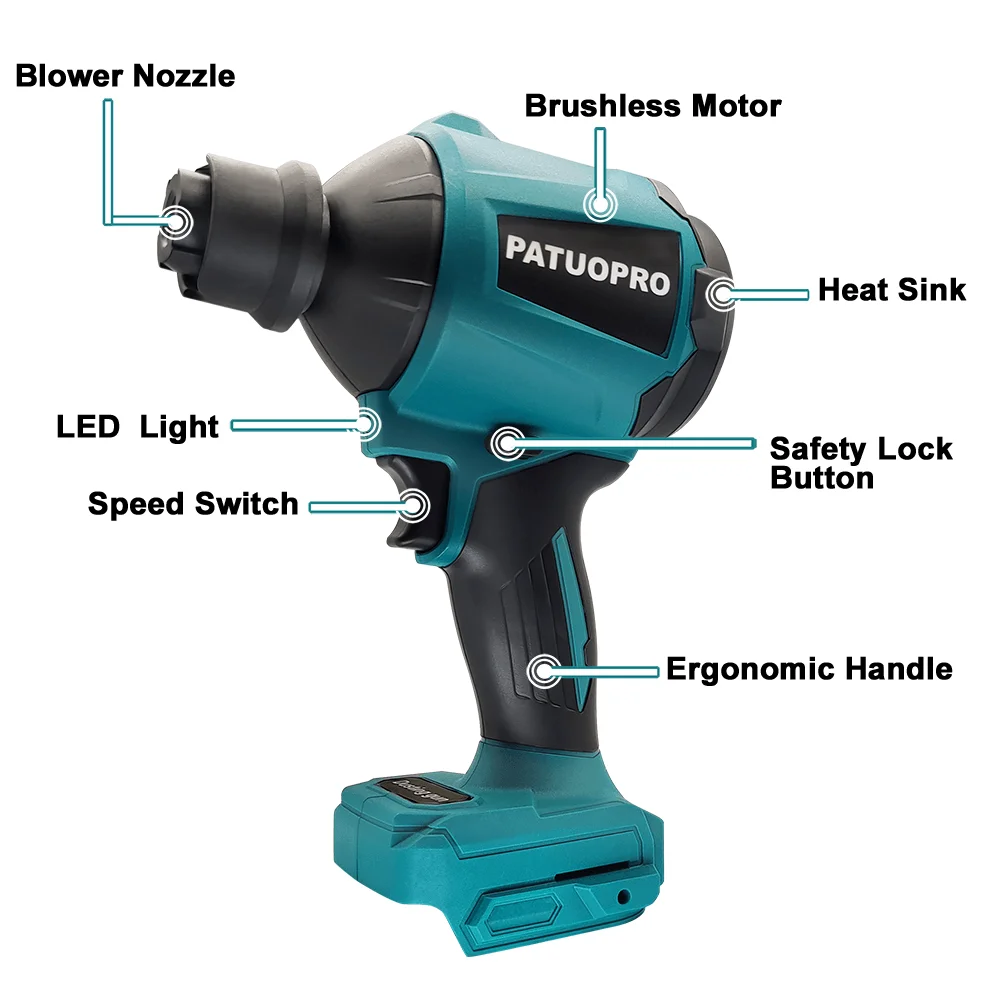 Bezszczotkowa dmuchawa powietrza Wielofunkcyjna dmuchawa akumulatorowa Przenośne elektronarzędzie domowe do akumulatora Makita 18 V (bez akumulatora)