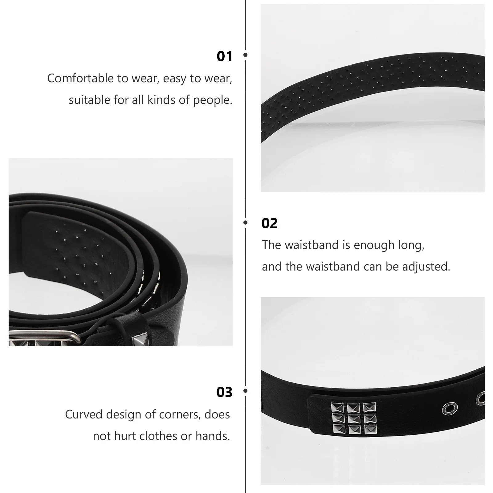 

1pc Metal Rivet Punk Stitching Adjustable Long Waistband For Men Women Curved Design Fashion Belt Rivet Waist Belt Metal Waist