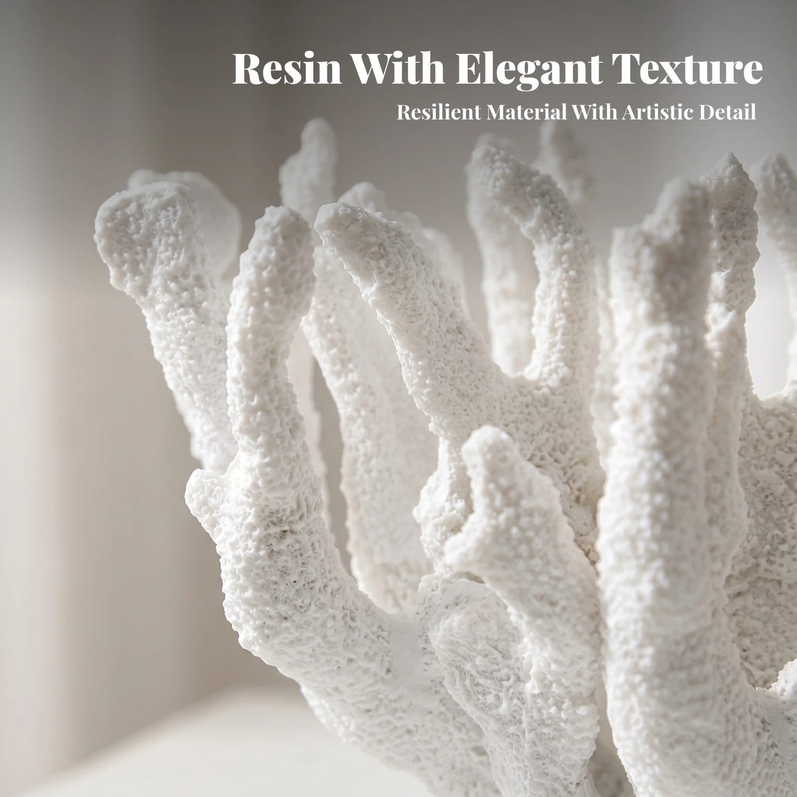 Resin Coral Sculpture White Finish Coral Sculpture Resin Decor Stable Base Ocean-Inspired