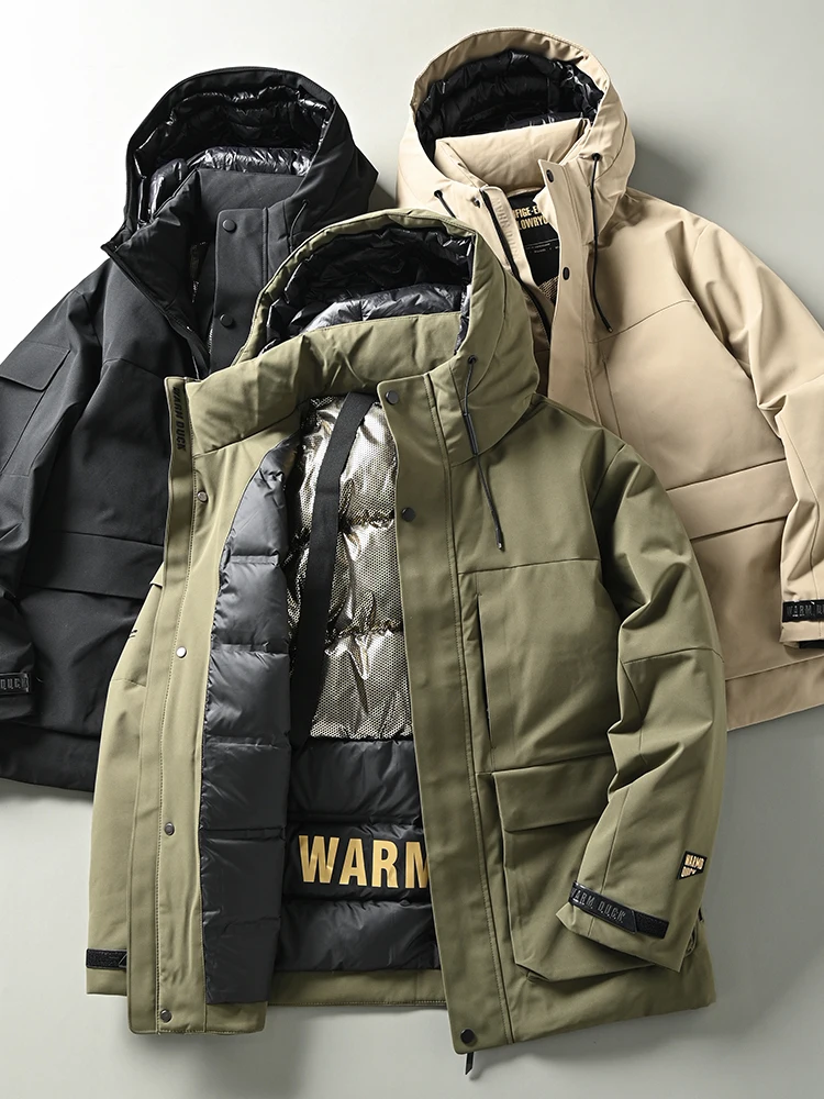 

Bla Gold down Jaet aphene Technology Waterproof Thi Outdoor Hooded Men's Workwear Jaet Polyester Fiber 90% White Du...