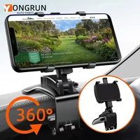 Dashboard Car Phone Holder ABS Mobile Phone Sun Visor Holder Auto Rear View Mirror Phone Support 360 Degree Rotation Accessories