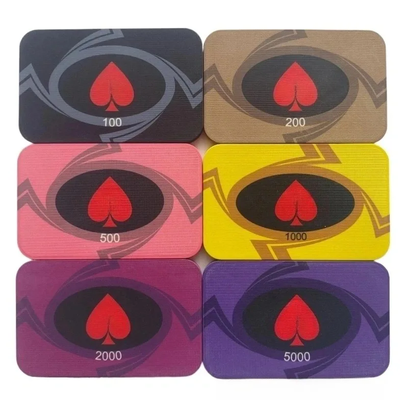 5 قطعة/الوحدة السيراميك مربع القلب رقاقة تكساس بوكر رقاقة المهنية الراقي المنافسة كازينو الترفيه لعبة مجلس الألعاب