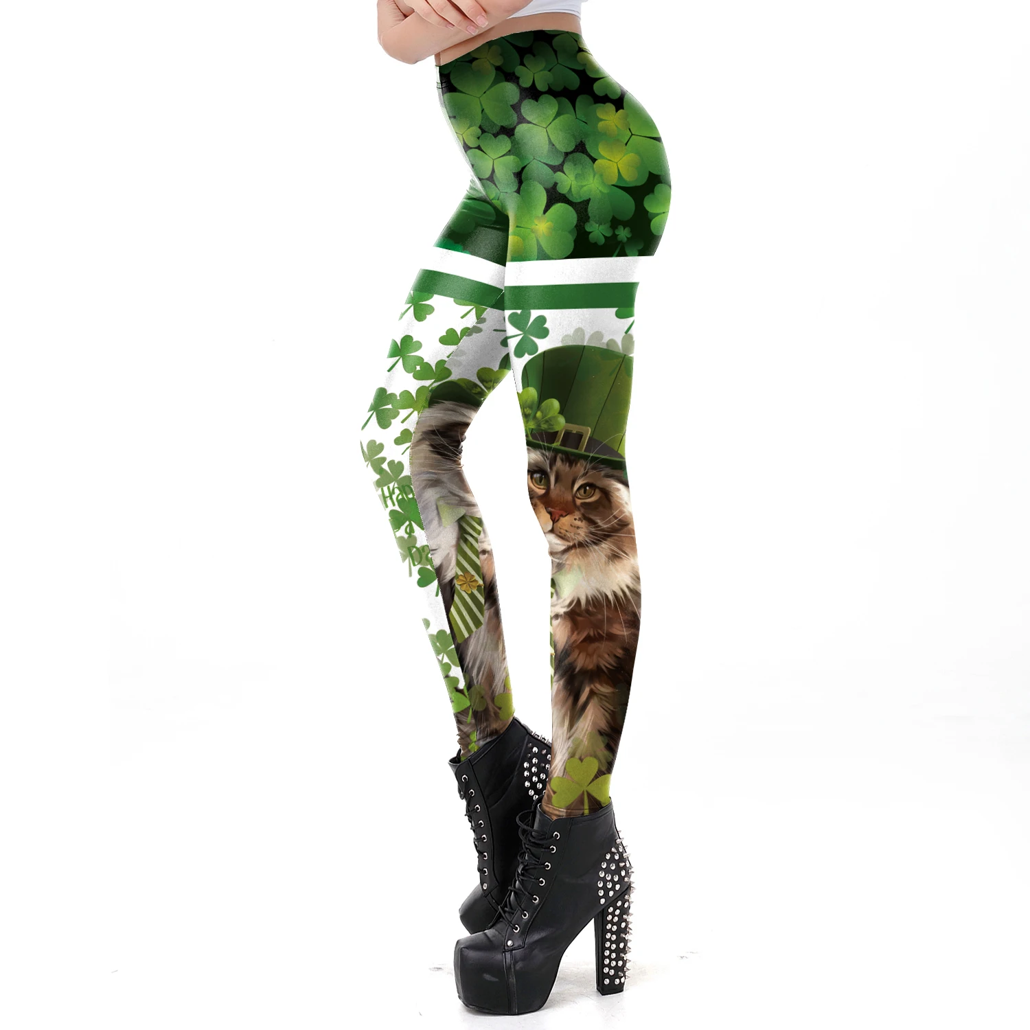 Fashion Female St Patricks Day Irish Green Shamrock Legging For Women Fitness Push Up Elastic Waist Trousers 2026 New Yoga Pant