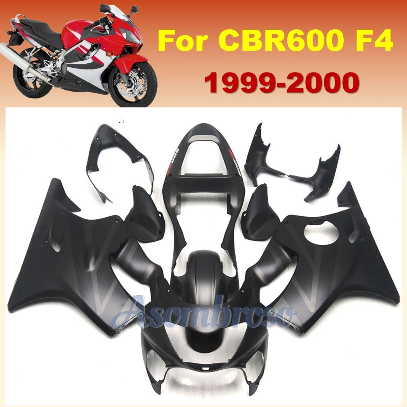 Matte black bodyframe protective cover for cbr600f4 1999 2000 CBR600 F4 full Fairing ABS Body Kit Fairings