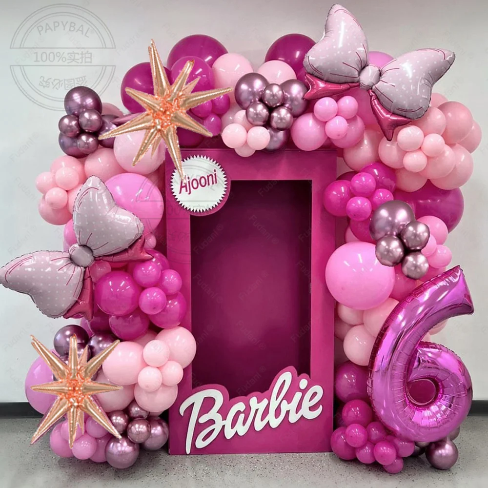 133 pezzi set di fiocchi rosa ghirlanda stile arco 32 pollici 1-9 palla foil palloncino in lattice decorazione festa di compleanno per bambini e