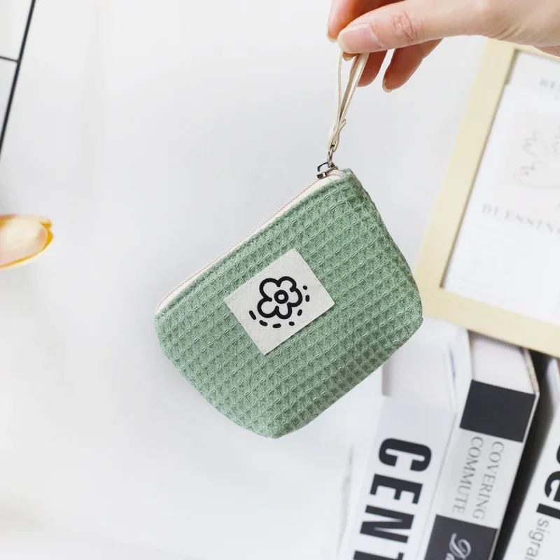 Mini Simple Coin Purse Summer Flowers Small Storage Bag Portable Wrist Bag Fashion Women Girls Lipstick Coin Cards Organizer Bag