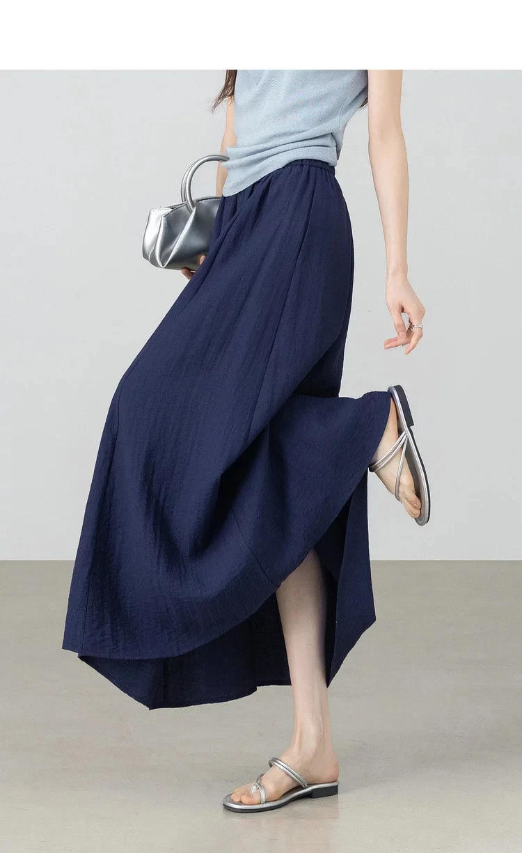 SENTUBILA Minimalistischer A-Linien-Rock für Damen, Sommer 2026, Neuer Lässiger Rock mit Elastischem Bund, Langer Lockerer Rock, Damenbekleidung 162QA5883 – Detail 12
