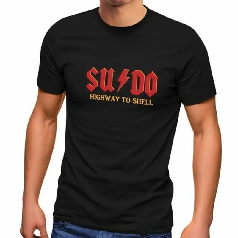 Mens TShirt SU DO Highway to Shell Wordplay Gift for It Expert Admin