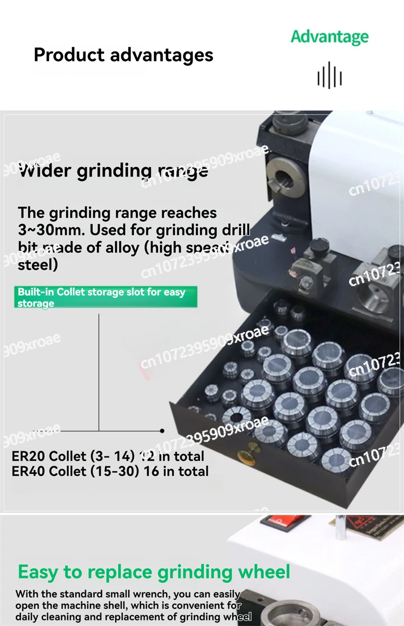 3mm-30mm Electric Drill Bit Sharpener Grinder Machine GD430 Twist Drill Bit Milling Cutter Sharpener 5300rpm