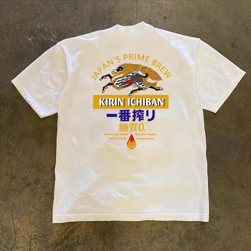 Pure Cotton Double Thread Loose Fit Short Sleeve T-Shirt Men's Style Comfortable Breathable Summer Top American Retro Design