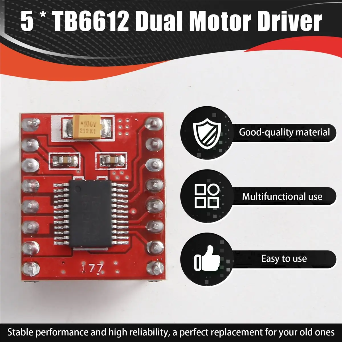 TB6612FNG Dual Motor Driver TB6612 Dual Motor Driver Board 1.5A 2.7-10.8V for Microcontroller L298N