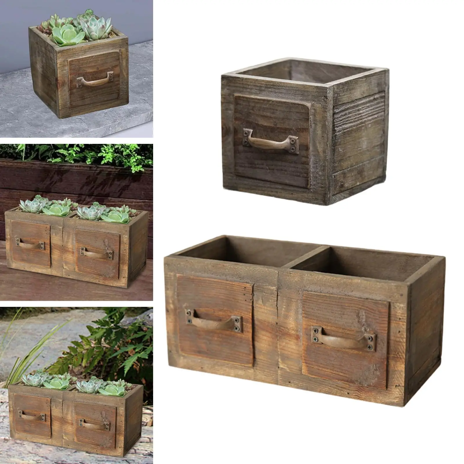 Wooden Planter Box Flower Pot Stable Multifunctional Decorative Floral Decor for