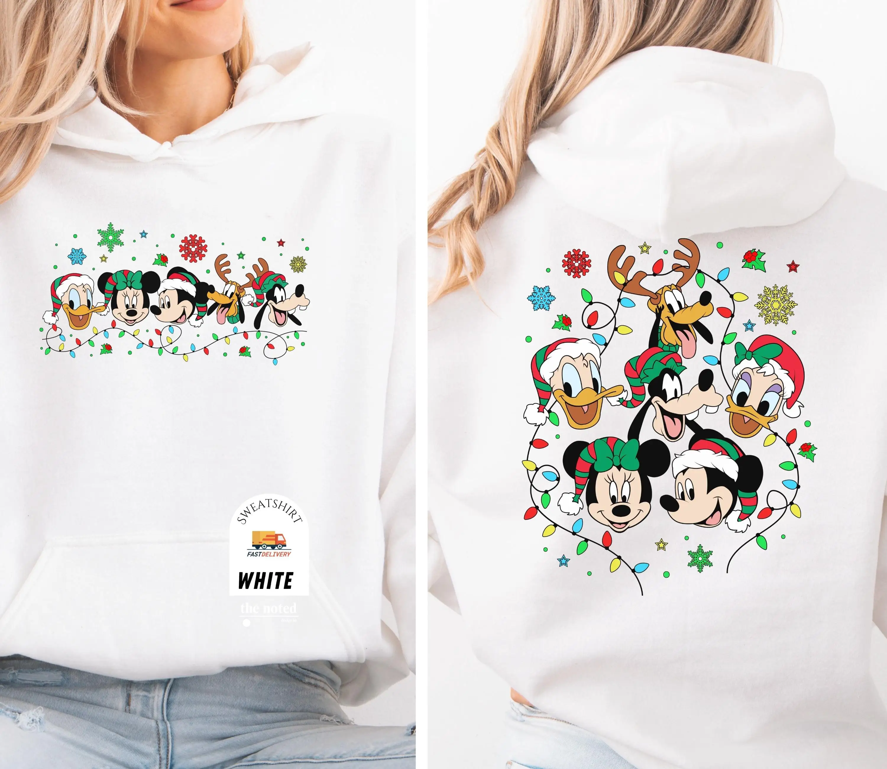 Dubbelzijdig Disney kerstsweatshirt Mickey Minnie Donald Goofy Holiday Crewneck familie bijpassende kersttrui