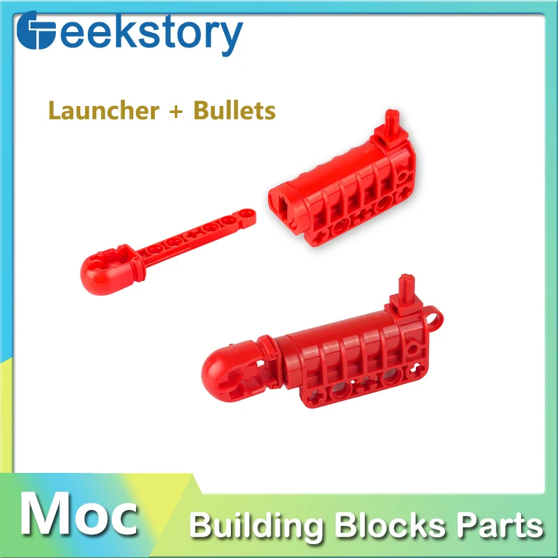 Cannon Launcher + Bullet Set Technical Builing Block Parts Flat Bottom Shooter Game MOC Bricks 57028 57796 Model Toy Accessories