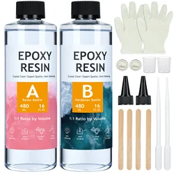 Crystal Clear Epoxy Resin Kit, Bubbles Free Epoxy Resin, Table Top & Bar Top Casting Resin, Clear Epoxy Resin for Art Crafts