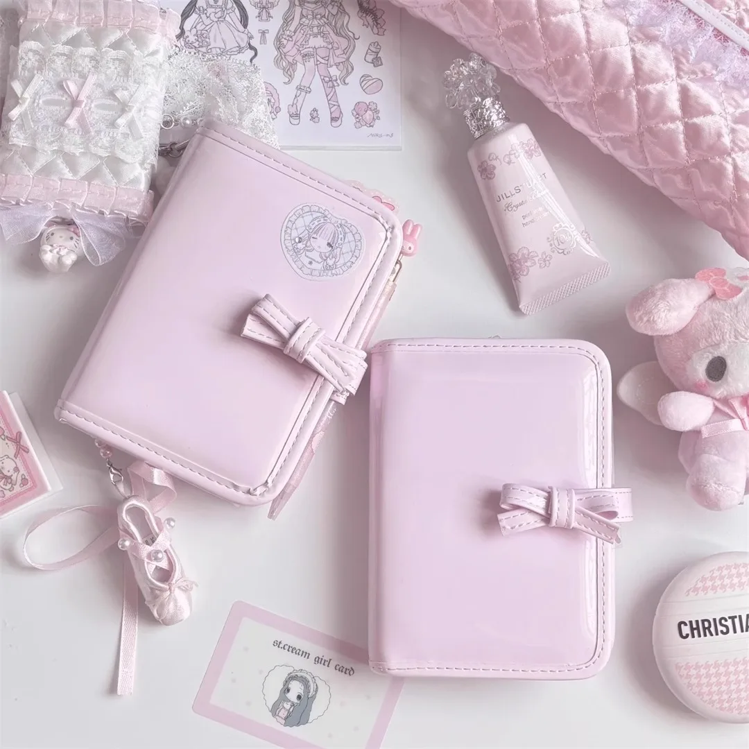 Glossy Pink Bow A7 Binder Notebook Korean PU Cute Journal Girl Student Diary Book M5 다이어리