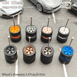 1/64 Wheels Detachable Rubber Tires Five Spokes 10.7mm for Model Diecast Cars Refiting Parts for Hotwheels (5 sets for 5 Cars)