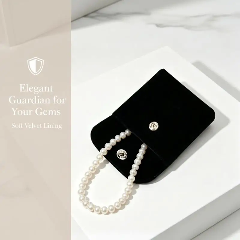 Velvet Jewelry Pouch Snap Bracelet Necklace Earrings Storage Bag Travel Small Jewelry Case Gift Packaging Bags