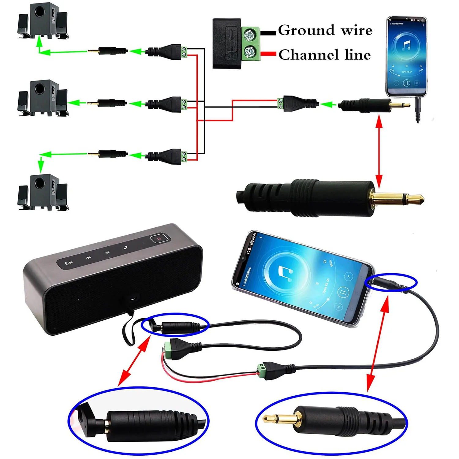1pc 3.5mm 1/8" Mono TS Male Plug To AV Screw Video Balun Terminal Adapter Connector Cable 1FT Gold Plated - Image 5