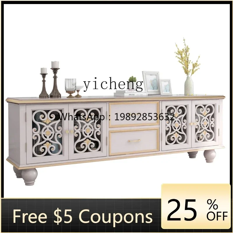 

ZZ simple light luxury solid wood TV cabinet living room background wall decorative storage cabinet