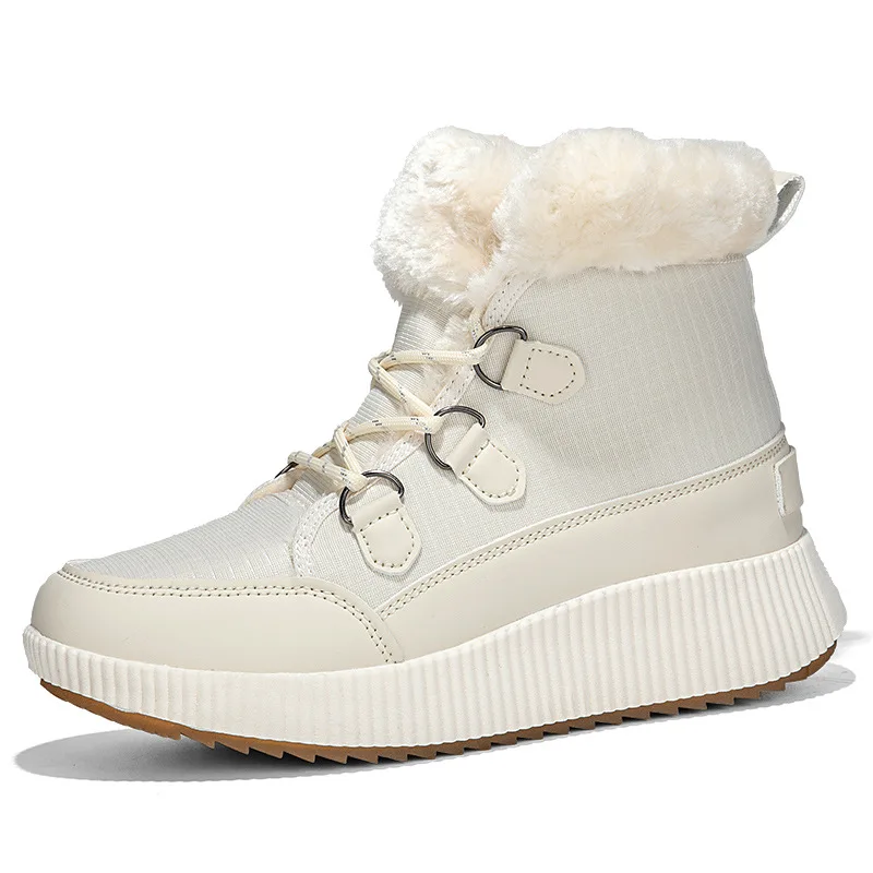 

New High Top Women's Shoes Winter Outdoor Anti Slip Snow Boots Women's Height Increasing Thick Soled Plush Warm Footwear
