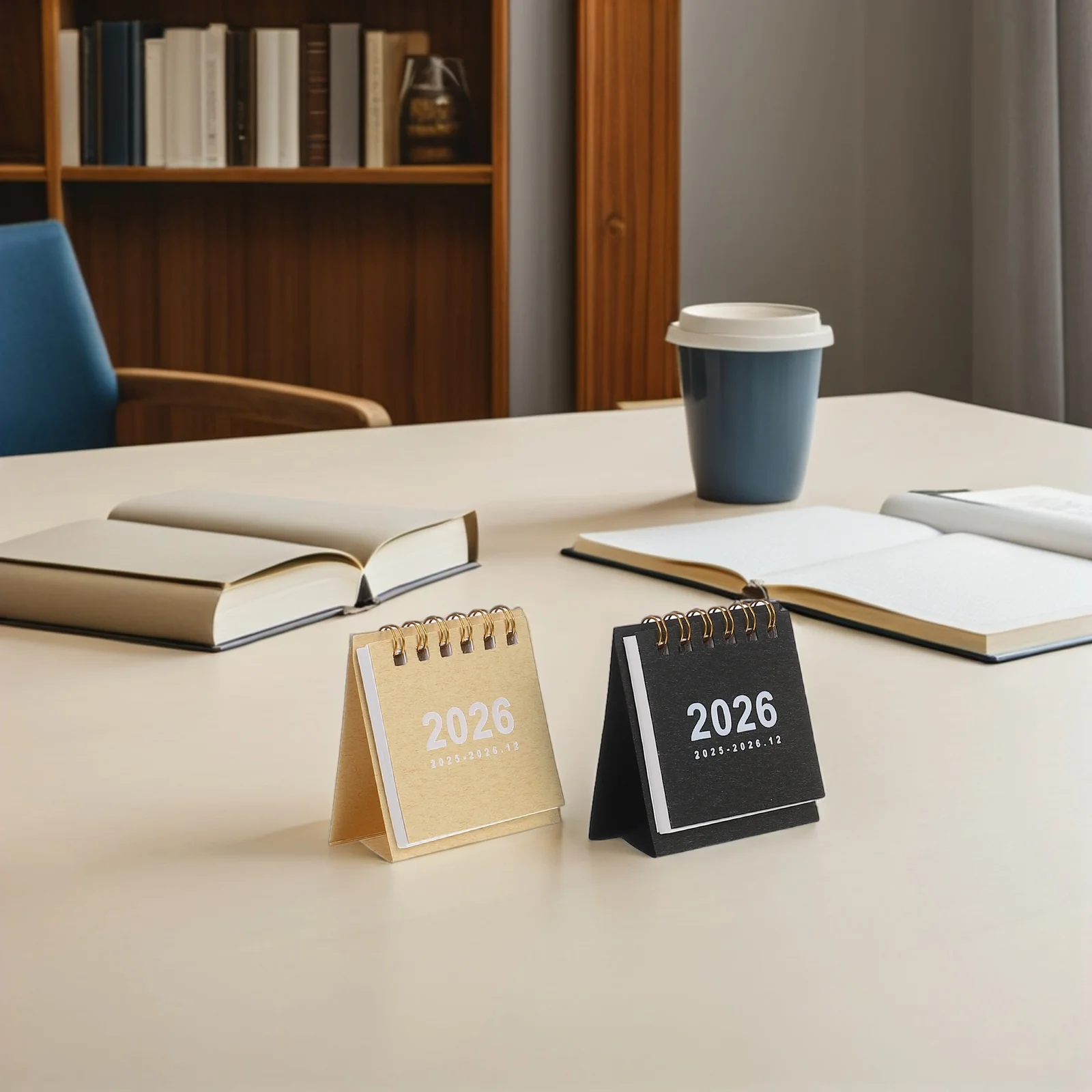 

4Pcs Mini Desk Calendar 2025-2026 Standing Flip Design Thick Paper Home Office Classroom Scheduling Decorative Compact Daily