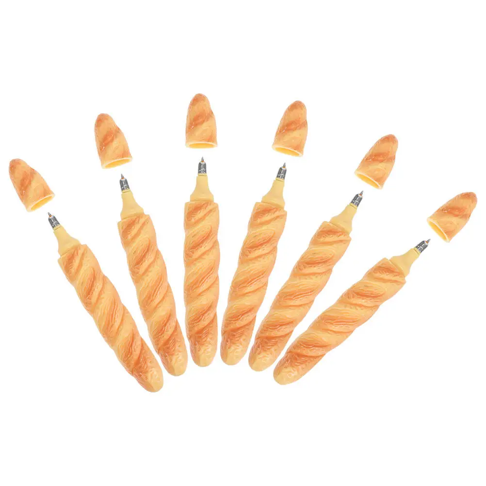 

6Pcs Bread Shaped Ballpoint Pens Creative Realistic Fast Food Writing Pens School Supplies Office Supplies Smooth Ink Black Ink