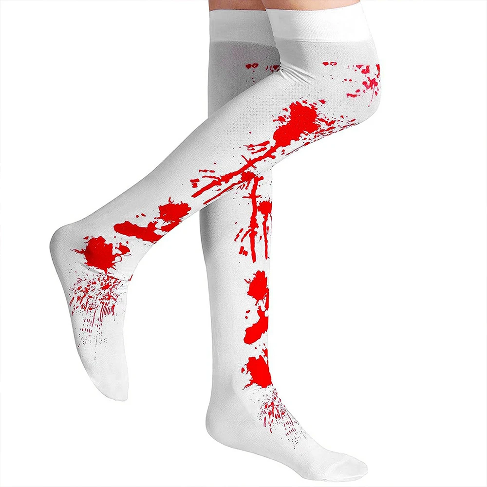 Halloween Cosplay Krankenschwester Kostüm Socken Blutige hohe Strümpfe Frauen Strümpfe Blutbefleckte hohe Socken Halloween Overknee-Socken