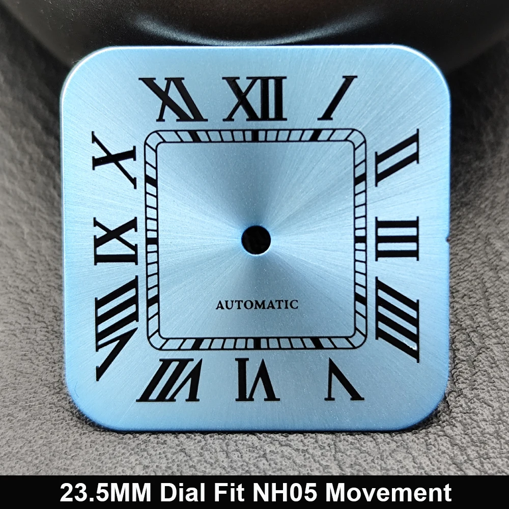 Black/Silver 23.5MM NH05 Women's Watch Dial And Hands No Logo Square Roman Markers For NH05 Automatic Movement Lady Case Mod Par