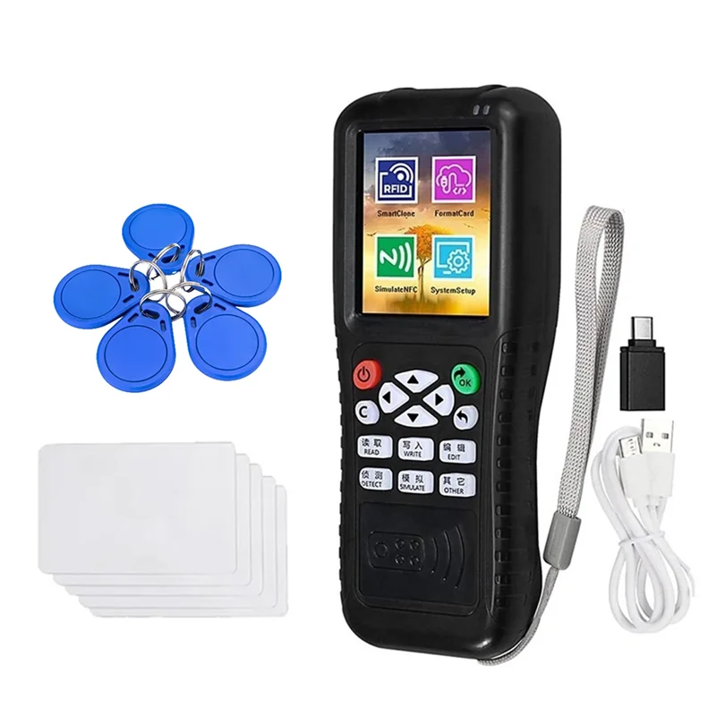 

X100 RFID NFC Smart Card Reader Writer +5XCUID Card/Keychain RFID Duplicator ID IC Card Programmer Encrypted Key Copiern01r