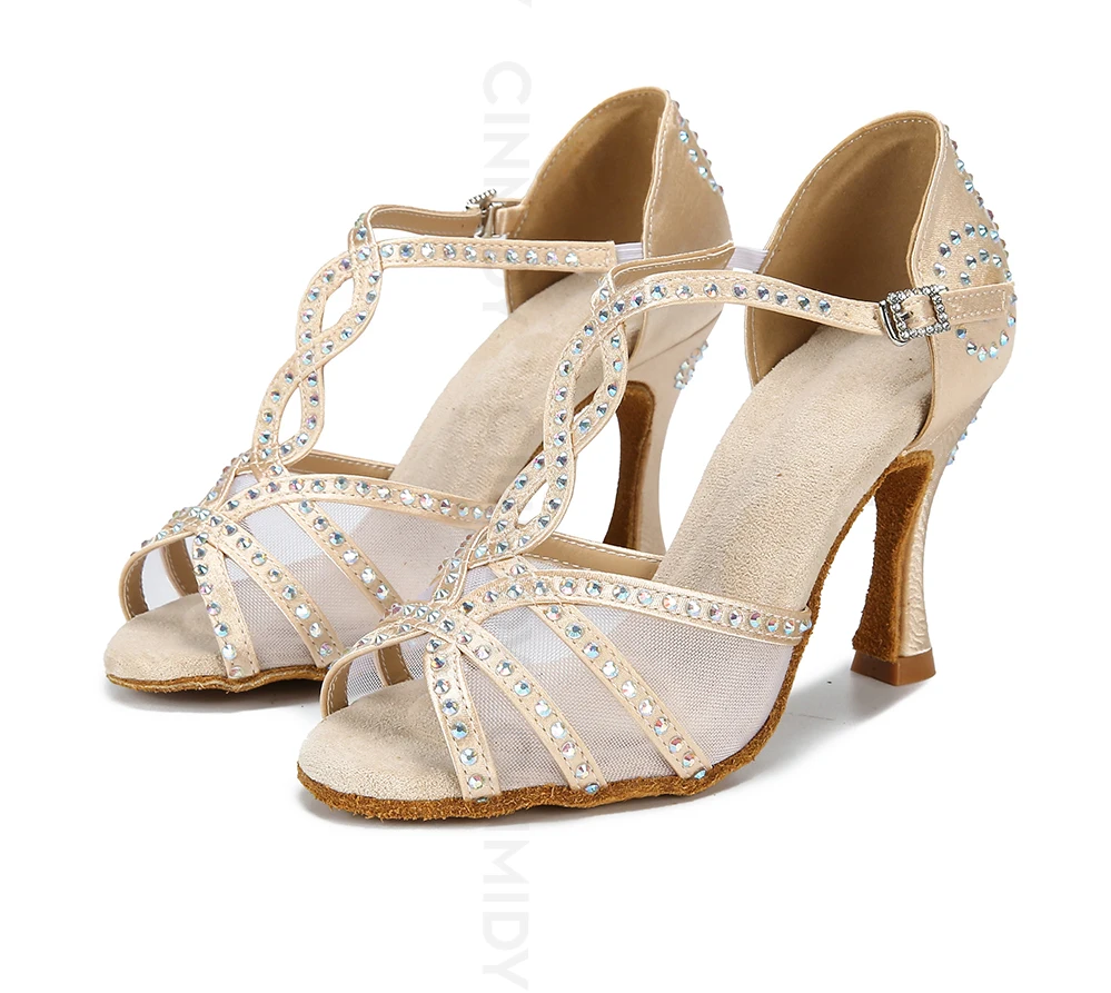 CINMIDY Mesh-Latin-Tanzschuhe für Damen, Satin-Tanzschuhe, bequeme Partyschuhe mit weicher Sohle, Salsa-Ballsaal-Tanzschuhe – Detail 16