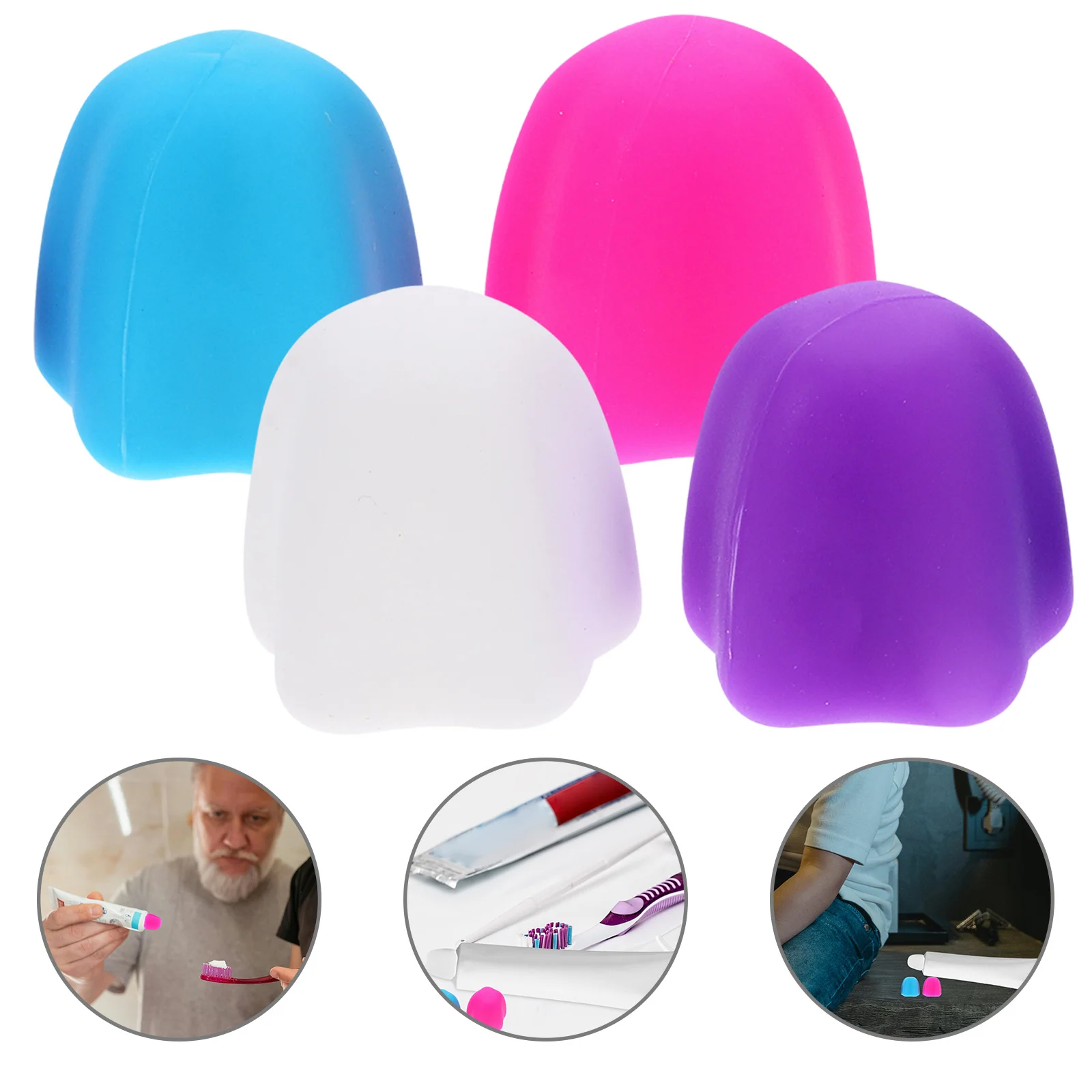 

4 Pcs Toothpaste Cap Bathroom Supplies Squeezer Caps Convenient Dispensers Silicone Protective Squeezers Covers Child