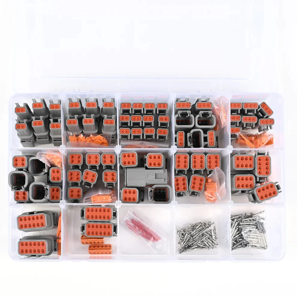JRready ST6293 Deutsch DTM Connector Kit 2 3 4 6 8 and 12 Pin Automotive Electrical Connectors with Size 20 Solid Contacts Crimp
