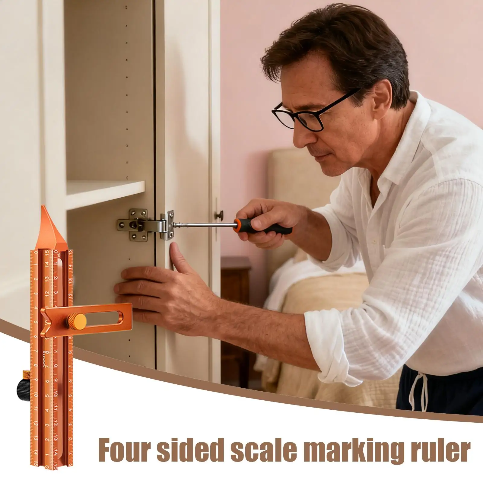 木工マーキングツール 4面磁気ベースゲージ 金属精密定規 大工用 建築用 マイター切断作業用