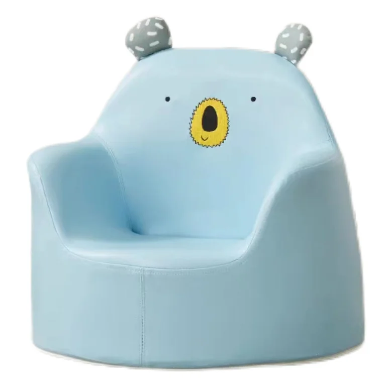 Kids Sofa Chair Small 1-3 Years Old Children's Wooden Armchair With Cartoon Animal Frame & PVC Leather For Living Room & Dining