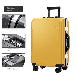 Popular Fashion Rolling Luggage 20/22/24/ 26 Inch Brand Suitcase Men Aluminum Frame Travel Suitcase Ladies Luggage Zipper