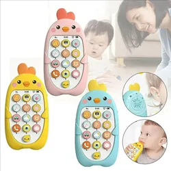 Children's cute chicken music mobile phone electric toy simulation telephone teether light baby puzzle early education story mac