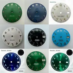 28.5mm Non Luminous Green Silver Black Arabic Numeral Dial Installation NH35 Automatic Movement Luminous 29mm Arabic Dial