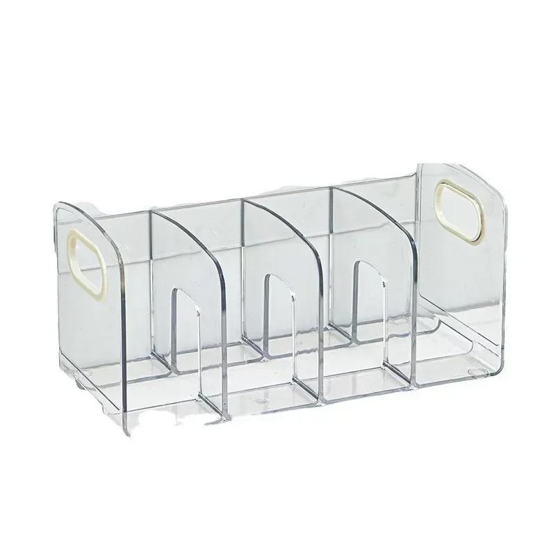 Convenient Clear Acrylic Bookends with Handle Desk Organizer Divided Book Stand Desktop Sorting Rack Study Supplies