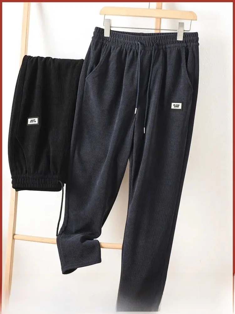 

Мужские спортивные прямые повседневные брюки с эластичной резинкой на талии, вельветовые удобные дышащие осенние новые цвета