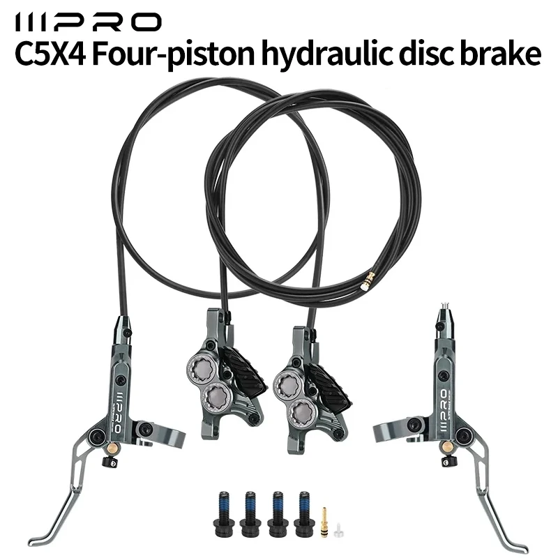 

IIIPRO C5X4 Bicycle Disk Brake Mountain Bike Hydraulic Brake Front Rear Brake Cooling 4 Piston Oil Pressure AM E-bike Disc