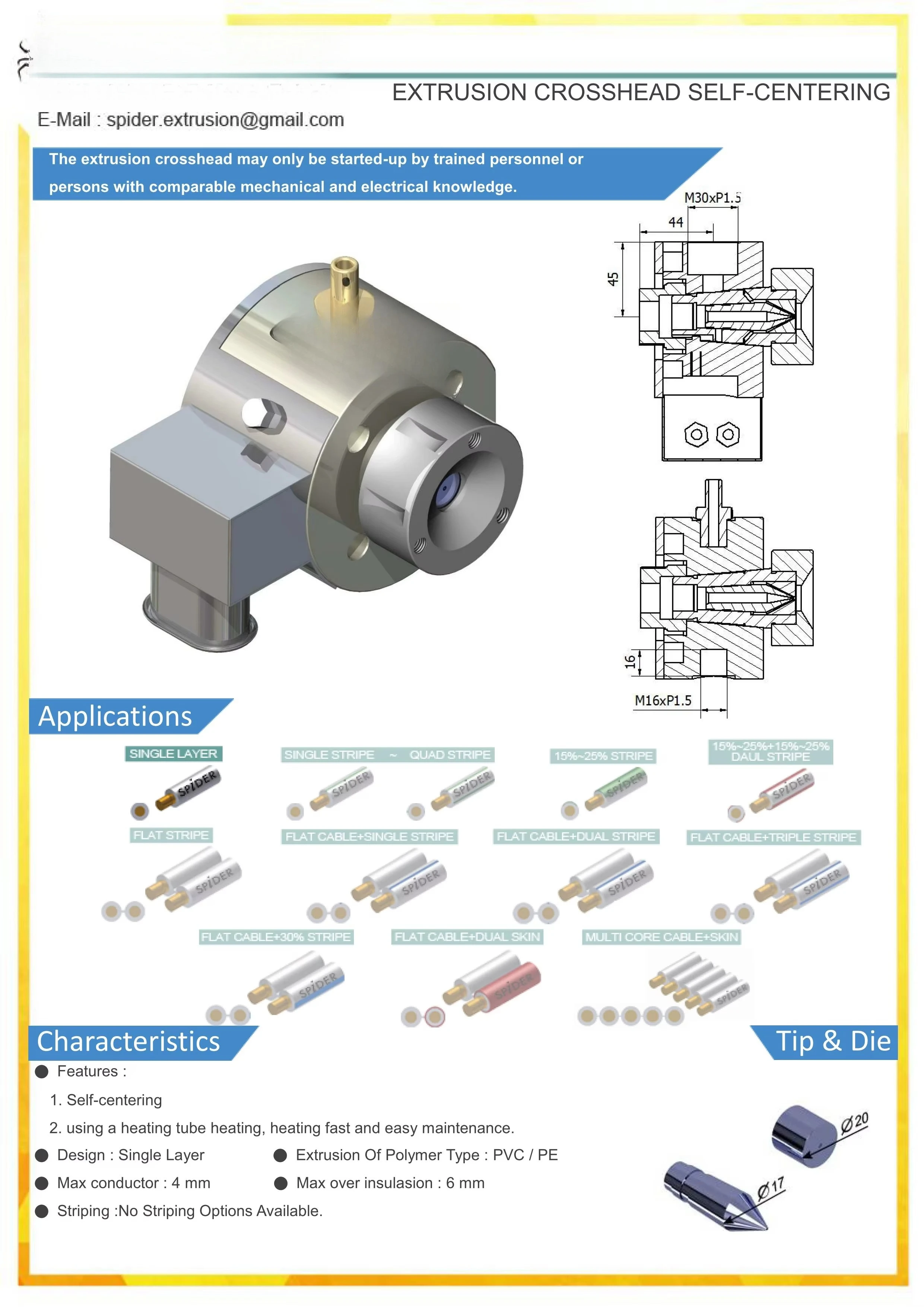 طبقة واحدة Microduct U7 Extrusion Die Head