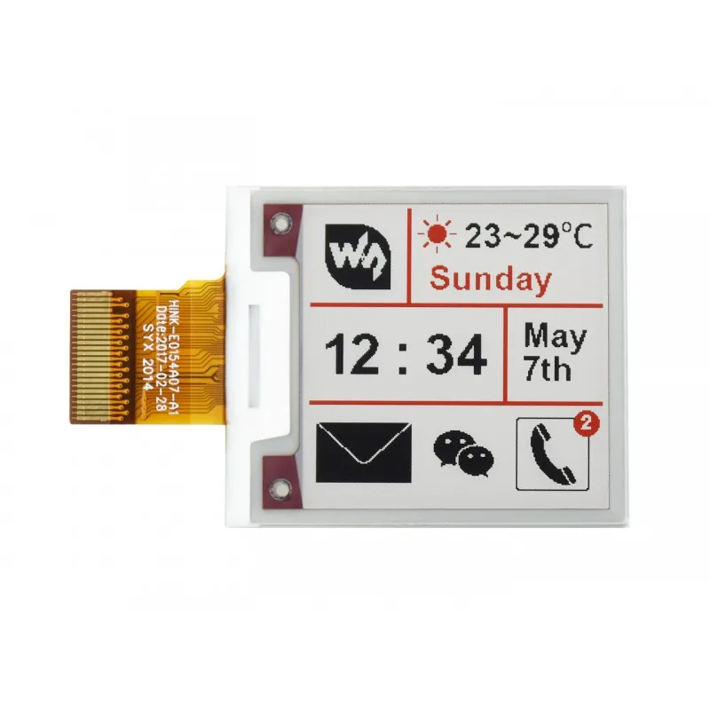 

1.54inch E-Ink Raw Display, 200x200, Three-Color, SPI Interface for Raspberry Pi/Jetson Nano/Arduino/STM32 , Without PCB